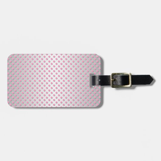 Pink und Silvery White Polka Dot Muster Gepäckanhänger (Vorderseite horizontal)
