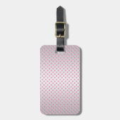 Pink und Silvery White Polka Dot Muster Gepäckanhänger (Vorderseite vertikal)