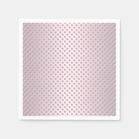 Pink und Silvery White Polka Dot Muster Serviette (Vorderseite)