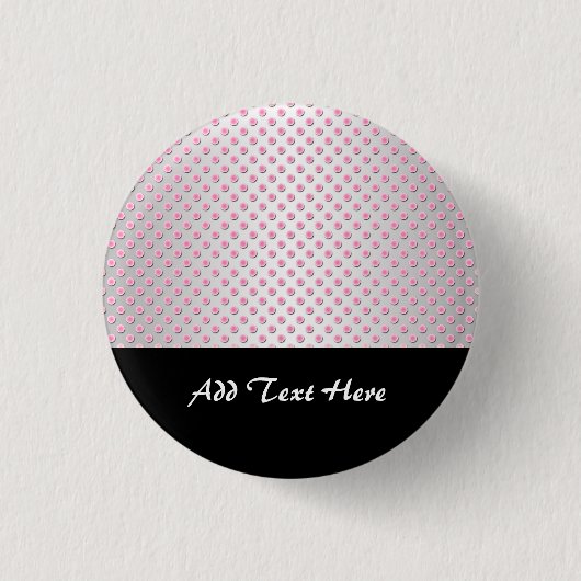Pink und Silvery White Polka Punktmuster Button (Vorderseite)