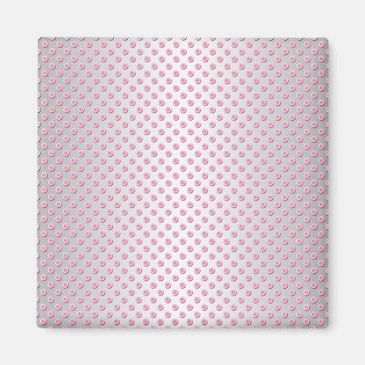 Pink und Silvery White Polka Punktmuster Magnet (Vorne)