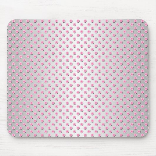 Pink und Silvery White Polka Punktmuster Mousepad (Vorne)