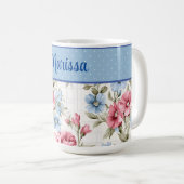 Pink und Sky Blue Floral und Polka Dots Tasse (VorderseiteRechts)
