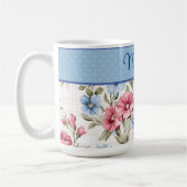 Pink und Sky Blue Floral und Polka Dots Tasse (Links)