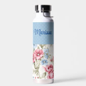 Pink und Sky Blue Floral und Polka Dots Trinkflasche (Links)