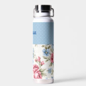 Pink und Sky Blue Floral und Polka Dots Trinkflasche (Rückseite)