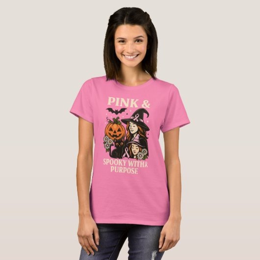 Pink und Spooky mit Zweck - Halloween T-Shirt (Vorne ganz)