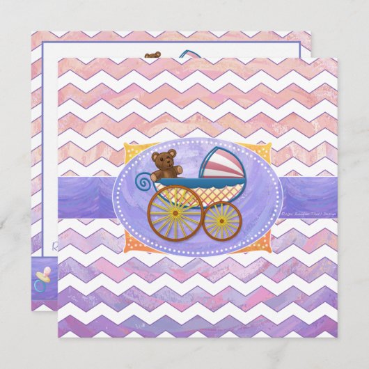 Pink und Stinky Baby Stuff Einladung (Vorne/Hinten)