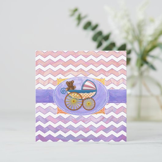 Pink und Stinky Baby Stuff Einladung (Stehend Vorderseite)