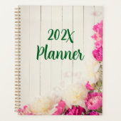 Pink und weiß auf rustikalem Holz Planer (Vorderseite)