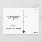 Pink und weiß Baby Girl Baptisc Danke Postkarte (Rückseite)