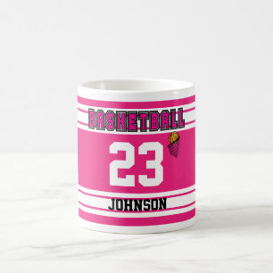 Pink-und Weiß-Basketball-Sport Jersey Kaffeetasse