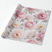 Pink und Weiß, Blumenpapier Geschenkpapier (Ungerollt)