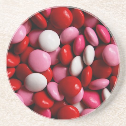 Pink und Weiß Candy-Muster Sandstein Untersetzer (Vorne)