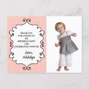 Pink und Weiß Geburtstag Vielen Dank Postkarte