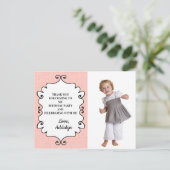 Pink und Weiß Geburtstag Vielen Dank Postkarte (Stehend Vorderseite)