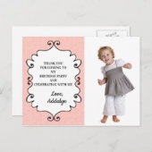 Pink und Weiß Geburtstag Vielen Dank Postkarte (Vorne/Hinten)