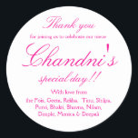 Pink und weiß Gefallen danke Ihnen Aufkleber<br><div class="desc">Rosa und weiß und rosa Gefallen danken Ihnen Aufkleber</div>