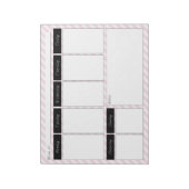 Pink und weiß gestrippter Wochenkalender Notepad Notizblock (Rotiert)