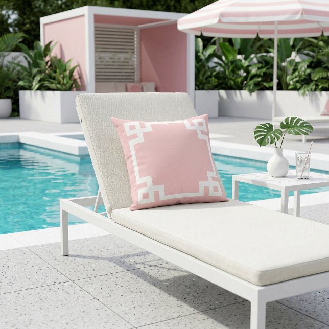 Pink und weiß griechischer Schlüssel | Editierbare Kissen (Von Creator hochgeladen)