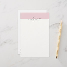 Pink und weiß, minimalistisch kalligraphisch briefpapier