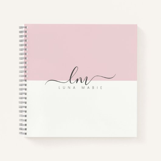 Pink und weiß, minimalistisch kalligraphisch notizblock (Vorderseite)