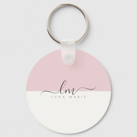 Pink und weiß, minimalistisch kalligraphisch schlüsselanhänger (Vorderseite)