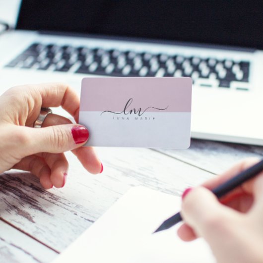 Pink und weiß, minimalistisch kalligraphisch telefonnummerkarte