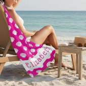 Pink und Weiß Muschel Muster Custom Beach Handtuch