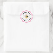 Pink und weiß niedlich Danke, Circle Aufkleber (Tasche)
