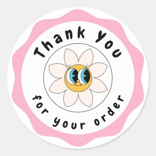 Pink und weiß niedlich Danke, Circle Aufkleber (Vorderseite)