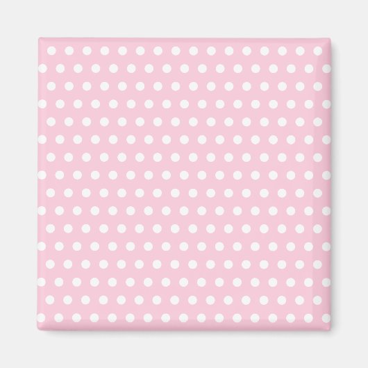 Pink und Weiß Polka Dot Muster. Spotty. Magnet (Vorne)