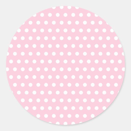 Pink und Weiß Polka Dot Muster. Spotty. Runder Aufkleber (Vorderseite)