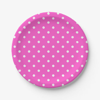 Pink und weiß Polka Punkt moderner Glamour Pappteller