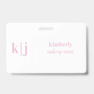 Pink- und Weiß-Schminkkünstler-Mitarbeiter-Name-Au Ausweis