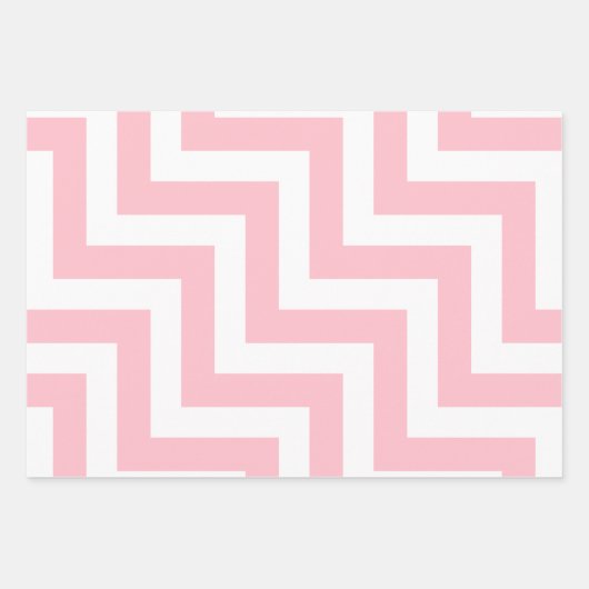 Pink und weiß Unterschiedliche Größen Diagonal Zic Geschenkpapier Set (Vorderseite)