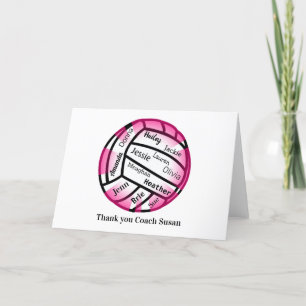 Pink und Weiß Volleyball Danke, Coach Card Dankeskarte