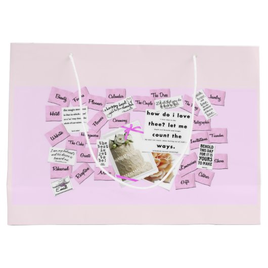 Pink und weiß Wie Liebe ich den Geschenkbeutel? Große Geschenktüte (Rückseite)