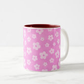 Pink und weiße Blume Kaffee & Tee Tasse (VorderseiteRechts)
