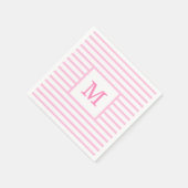 Pink und weiße Streifen für Baby-Monogramm Serviette (Ecke)