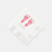 Pink und White Baby Footprints Serviette (Ecke)