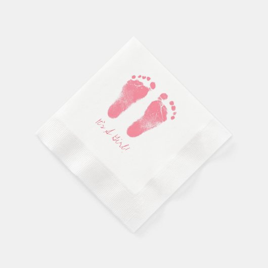Pink und White Baby Footprints Serviette (Ecke)