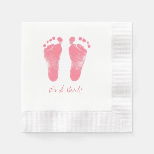 Pink und White Baby Footprints Serviette (Vorderseite)
