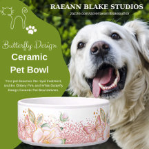 Pink und White Butterfly Design Keramik Pet Bowl