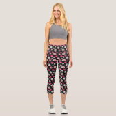 Pink und White Daisy Muster Capri Leggings (Vorderseite)