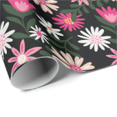 Pink und White Daisy Muster Geschenkpapier (Rolleneckpunkt)