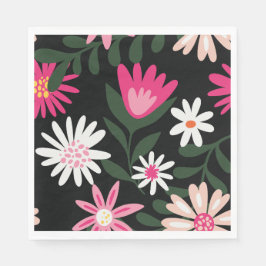 Pink und White Daisy Muster Serviette