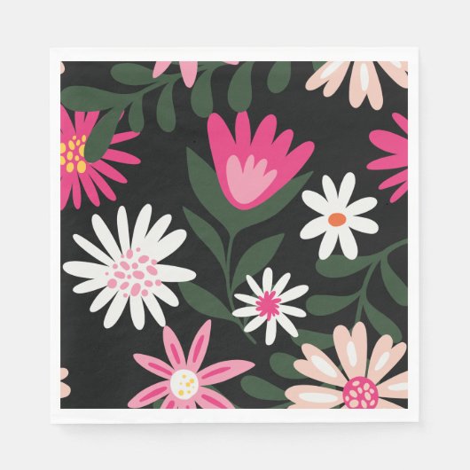 Pink und White Daisy Muster Serviette (Vorderseite)