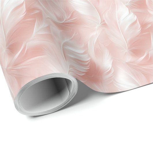 Pink und White Feather Muster Bridal Geschenkpapier (Rolleneckpunkt)