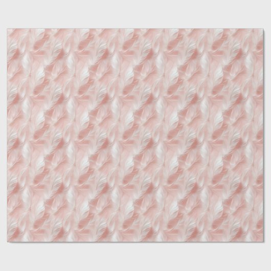 Pink und White Feather Muster Bridal Geschenkpapier (Flach)